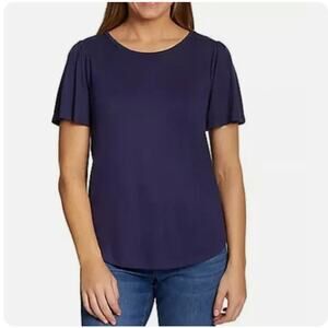 Nine West Jeans navy blue flowy sleeves summer t-shirt women's size medium